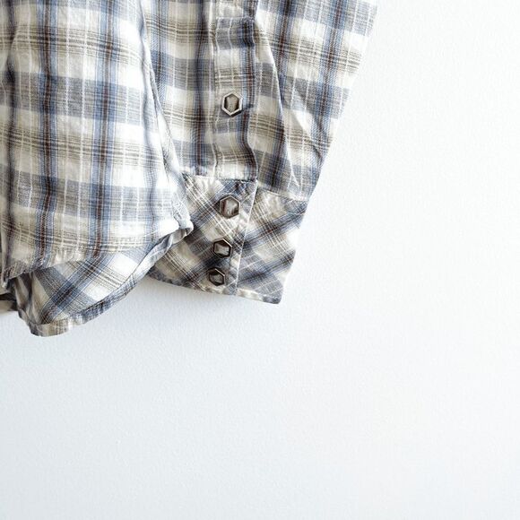 Roper Men's Western Snap Up Shirt Casual Plaid Blue Large - Picture 3 of 9